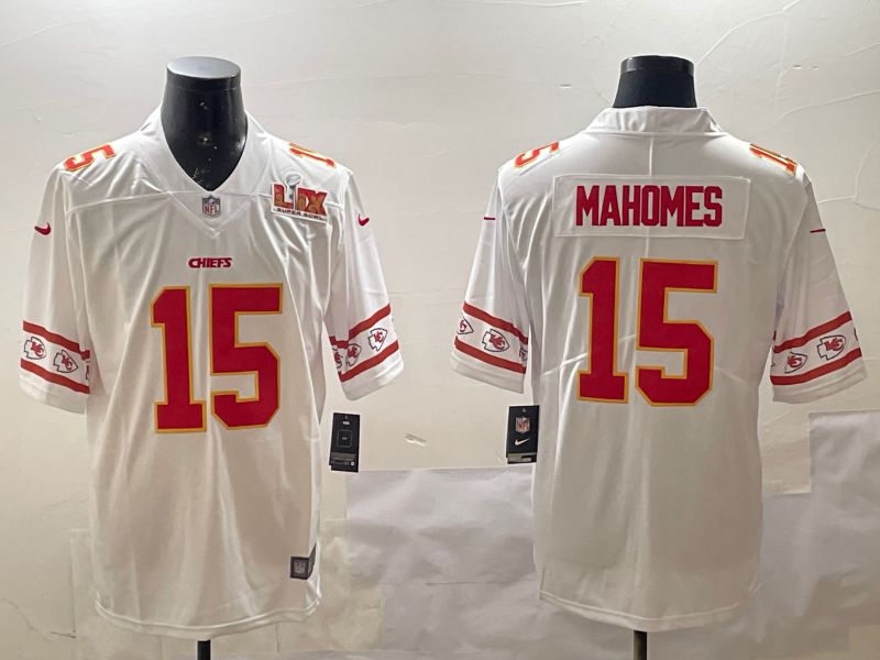 Men Kansas City Chiefs #15 Mahomes White 2025 Nike Vapor Limited NFL Jersey style 13